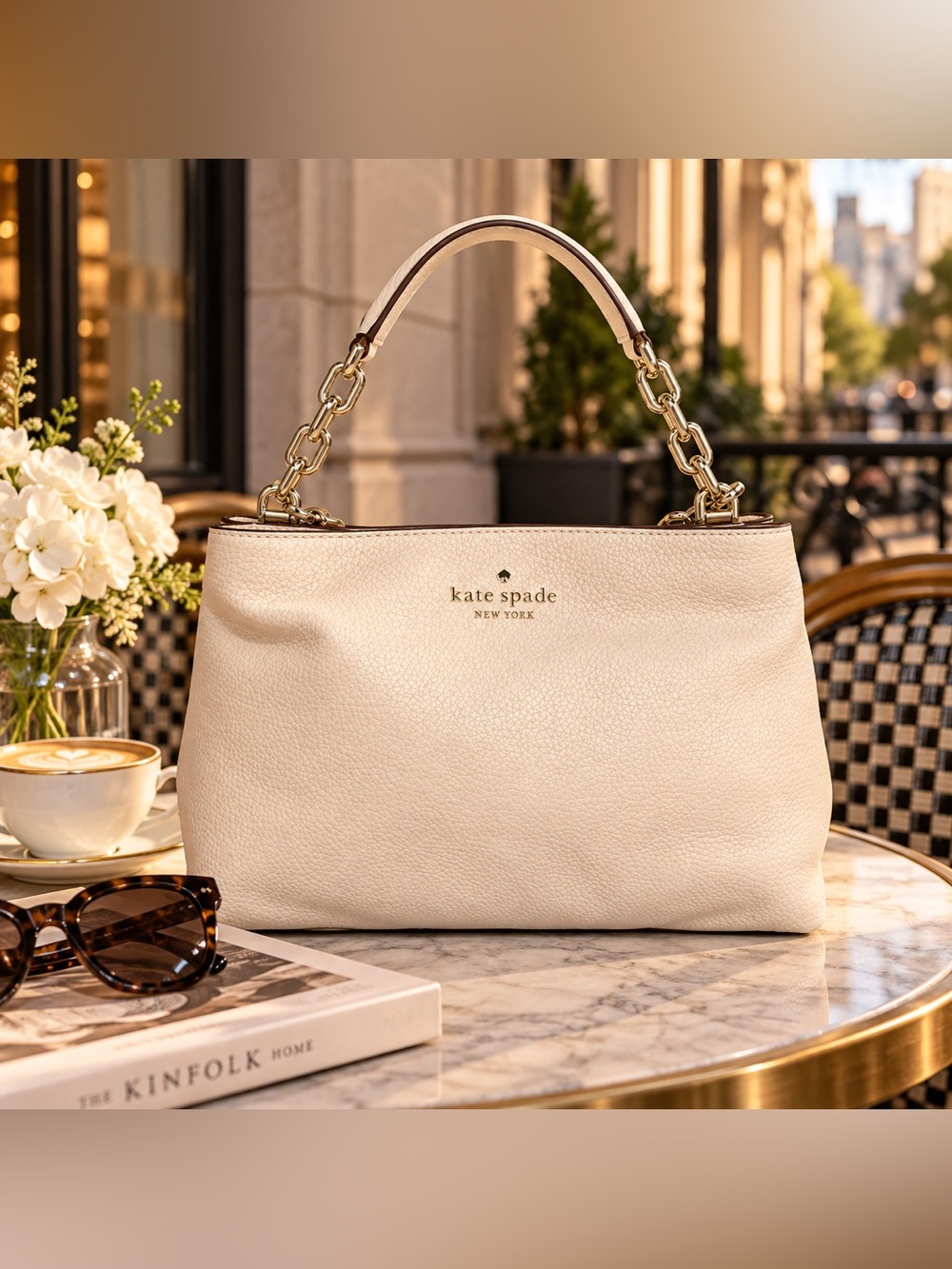 Title: kate spade New York Pebbled Leather Shoulder Bag | Milk Glass | NWT